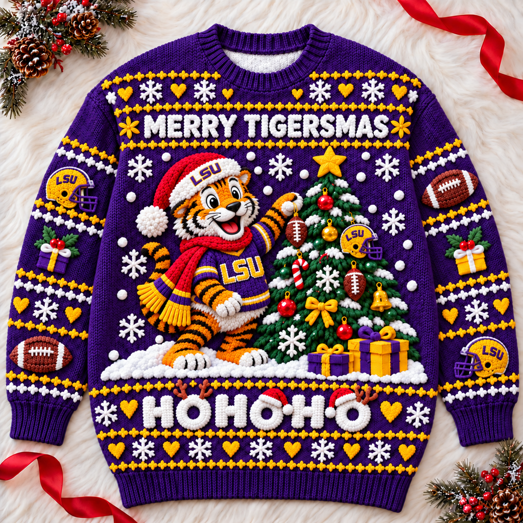 LSU Premium 3D Christmas Sweater TMH