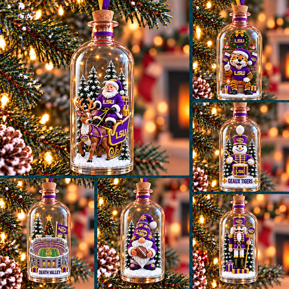 LSU Premium Christmas Tree Ornament Set TMH