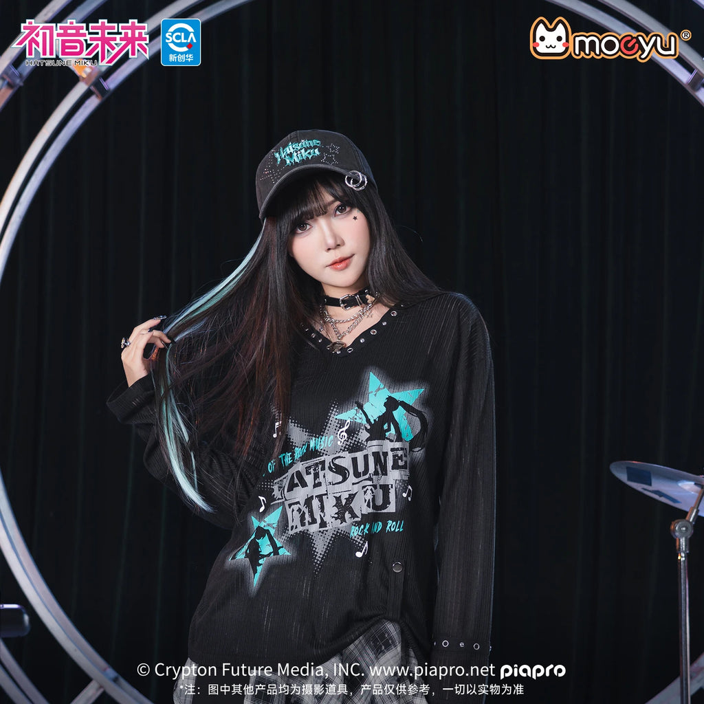 Moeyu Hatsune Miku Rock Star Hat Visors Cap for Women Male Vocaloid Cosplay Anime Men's Hats Vintage Washed Baseball Cap