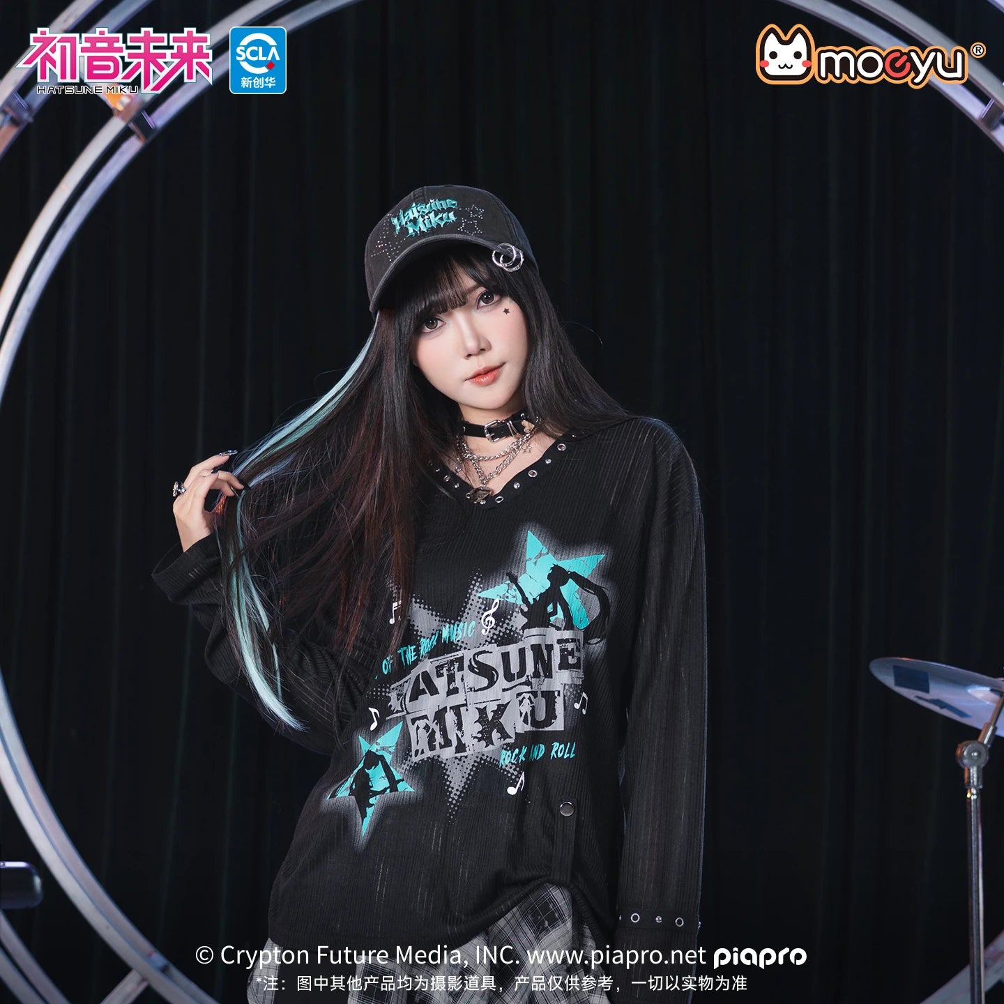 Moeyu Hatsune Miku Rock Star Hat Visors Cap for Women Male Vocaloid Cosplay Anime Men's Hats Vintage Washed Baseball Cap