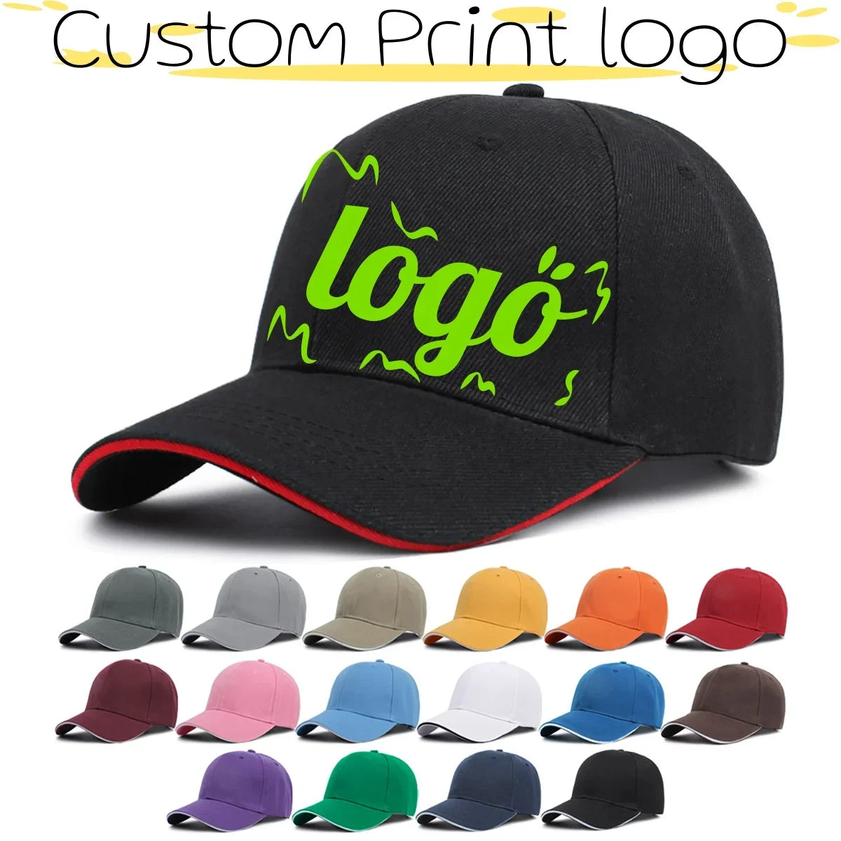 Customized Printed Logo Sandwich Polyester Cotton Baseball Cap Sun Protection Hat Casual And Versatile Suitable Men And Women
