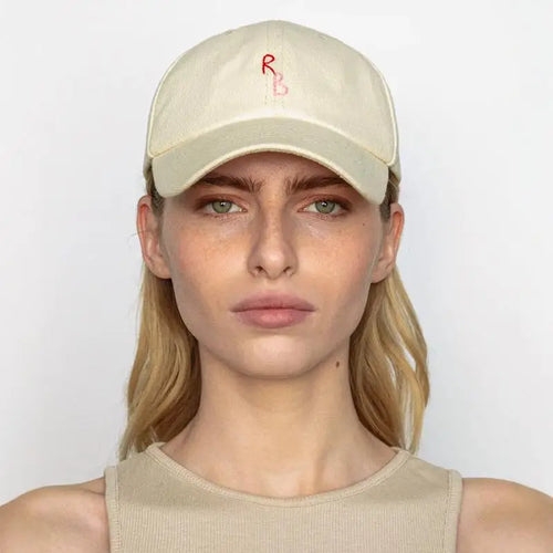 Casual Monogram Cotton Baseball Cap for Men and Women Hand-Dyed Soft Fabric Dad Hat with Hand-Embroidered Letters